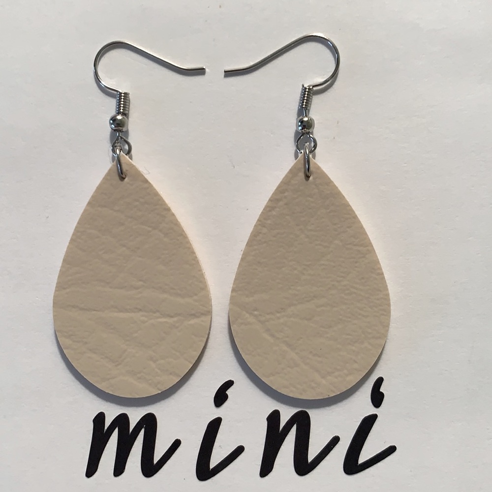 Mini Faux Leather Teardrop Earrings - Picture 4 of 4